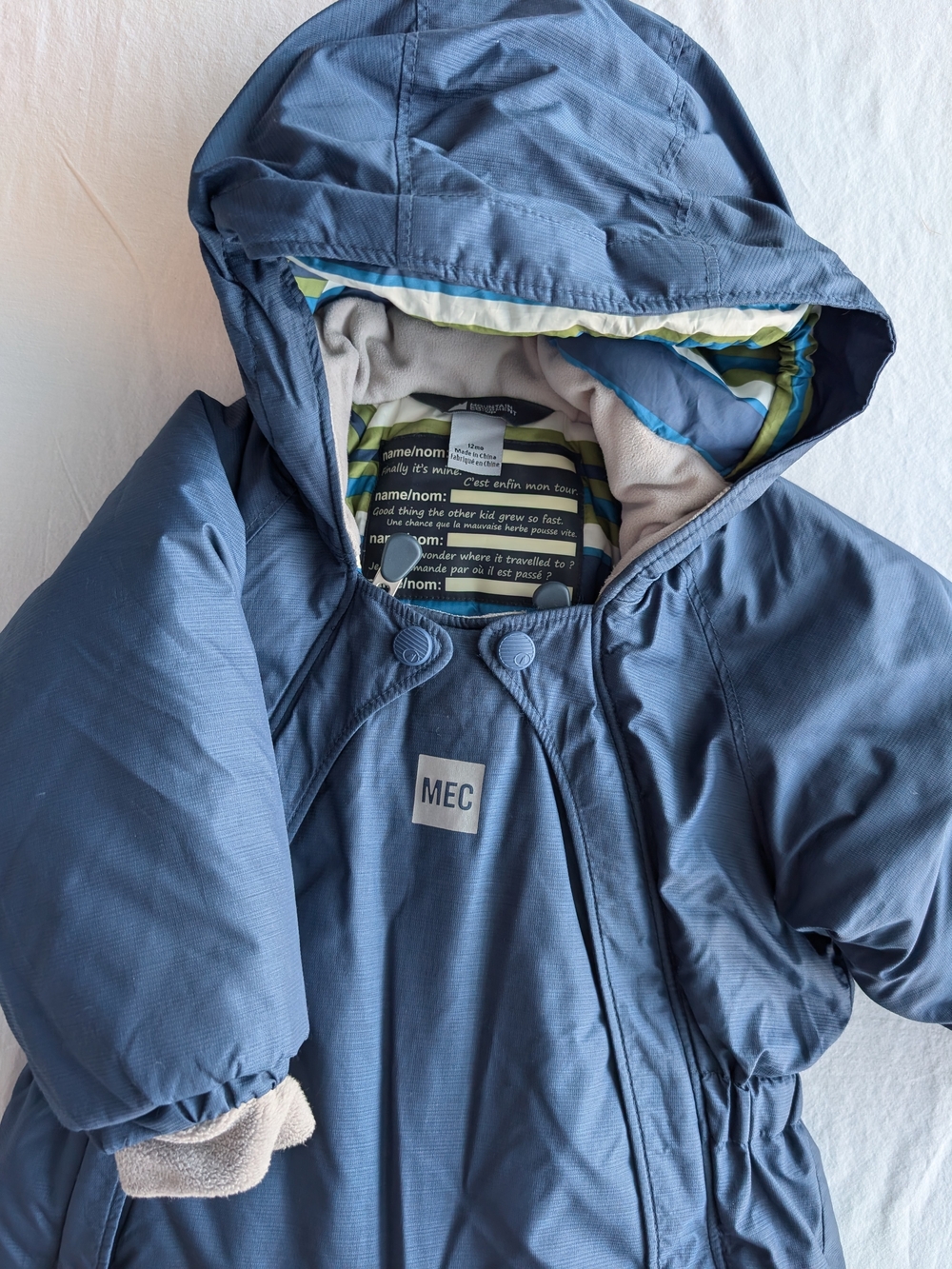 MEC Baby Blue Hooded Winter Snow Suit 12M